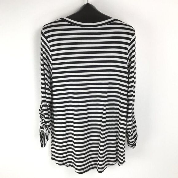 Lane Bryant Striped Love Tee Women's Plus 14/16 Stretch Ruched-Sleeve Scoop Neck - Picture 6 of 10